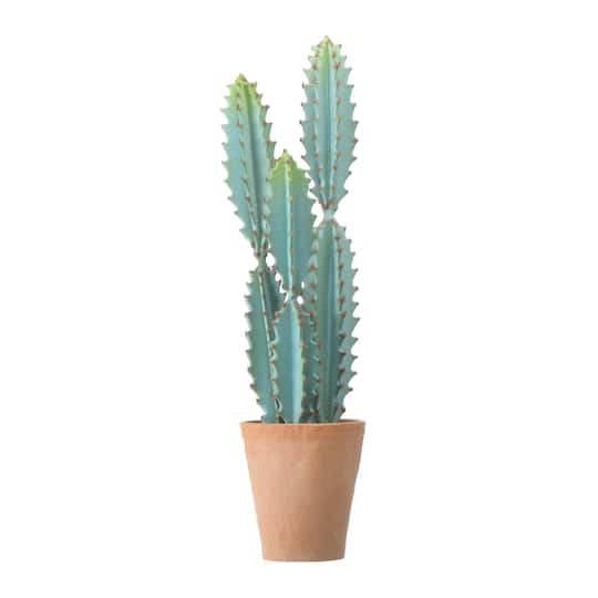 20&#x22; Faux Cactus in Terra Cotta Colored Pot